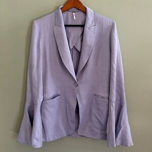 Free People Size Medium Lilac Iridescent Single-Breasted Blazer Flare Sleeves